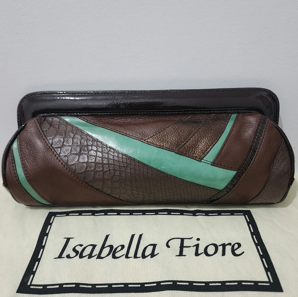 ISABELLA FIORE SUNRISE JEANNIE BROWN LEATHER HANDBAG New without Tags